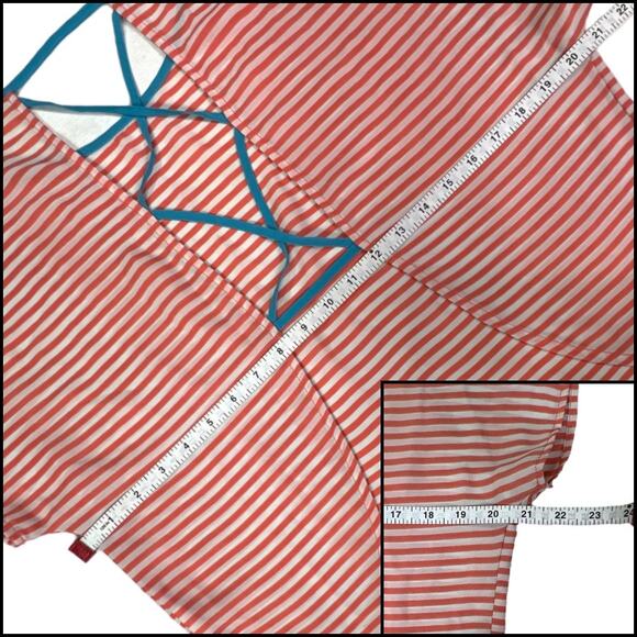 Lush Nordstrom Sleeveless Chiffon Blouse Top Orange White Stripe Medium - Picture 7 of 8